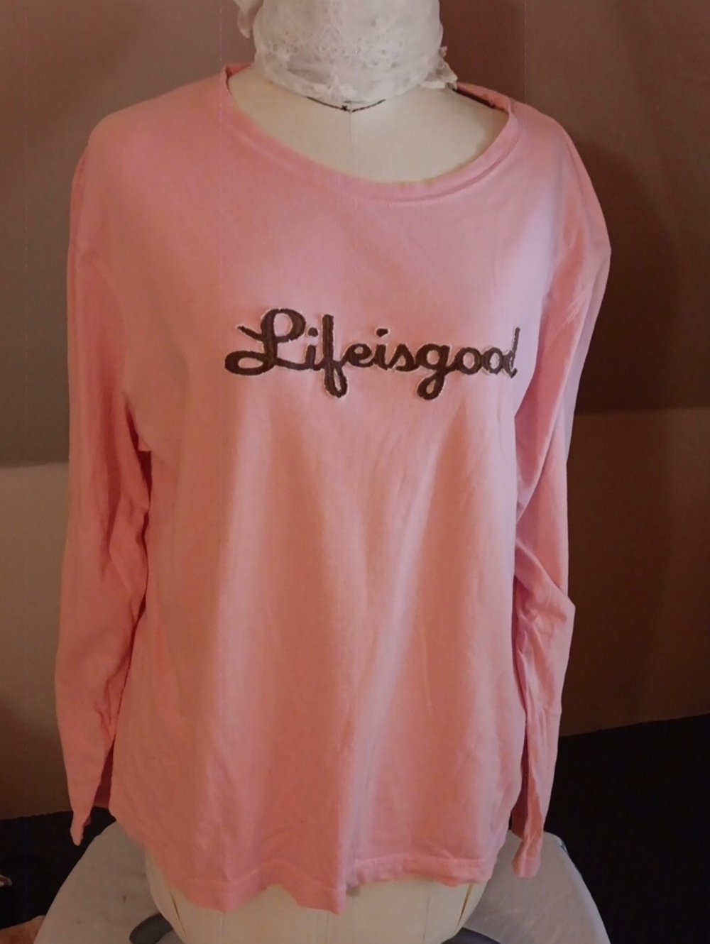 Life Is Good Women's Pink Long-Sleeve Tee